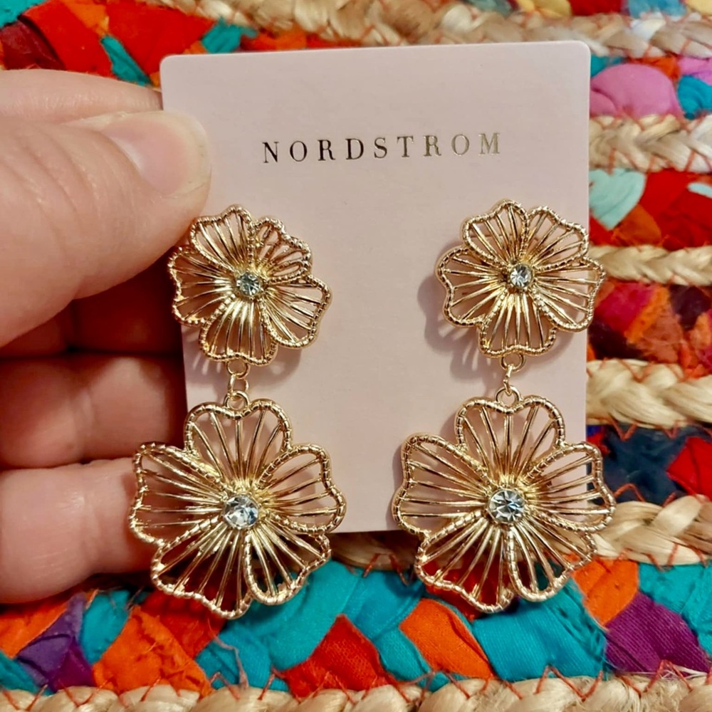 Nordstrom Gold Floral Earrings